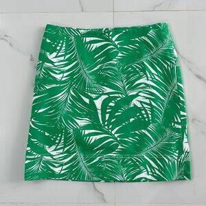 Talbots Women’s Palm Tree Leaf Green/White Tropical Print Skirt Sz 8P